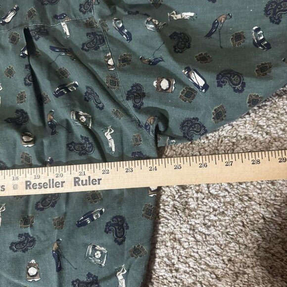 Bugle Boy Company Shirt Mens Extra Large Green Button Down Golf Print Cotton - Picture 5 of 6